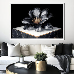 Noir Petal Elegance Burst - NicheCanvas