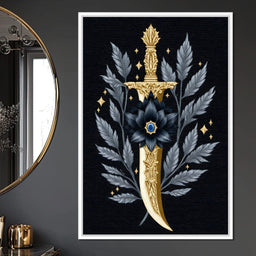 Golden Dagger Midnight Floral - NicheCanvas