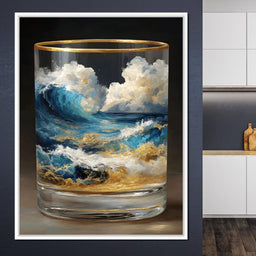 Ocean Storm Tumbler Gold Rim - NicheCanvas
