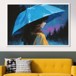 Blue Umbrella Evening Reverie - NicheCanvas