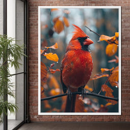 Autumn Cardinal's Perch - NicheCanvas