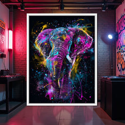 Vibrant Neon Elephant Energy - NicheCanvas
