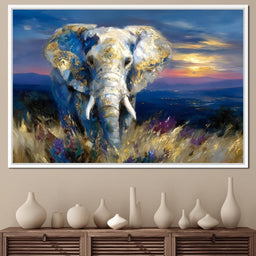 Gilded Blue Elephant Dawn - Neal Hackett - NicheCanvas