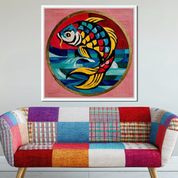 Colorful Koi Fish Mosaic Wave - NicheCanvas