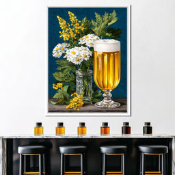 Golden Ale and Garden Daisies - NicheCanvas