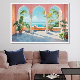 Sunlit Terrace Paradise View - NicheCanvas
