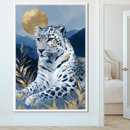 Golden Moon Snow Leopard Calm - NicheCanvas
