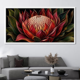 Crimson Protea Flame Crown - TooplesArt - NicheCanvas
