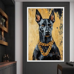 Bold Dog in Gold - NicheCanvas