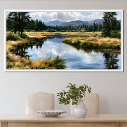 Silent Waters Reflecting Mountain Clouds - NicheCanvas