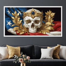 Regal Skull Golden Laurel Tribute - NicheCanvas