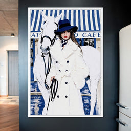 Cafe Socialite With A White Steed - NicheCanvas