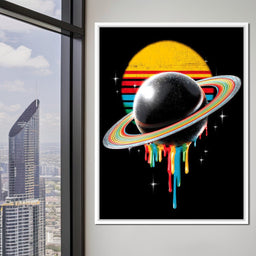 Retro Galactic Rainbow Saturn - NicheCanvas