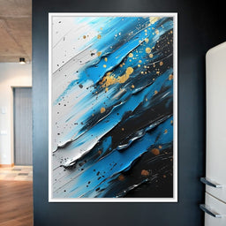 Sapphire Strokes Gold Specks 1 - NicheCanvas