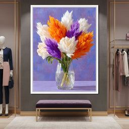 Vibrant Pampas Grass Bouquet Scene - NicheCanvas