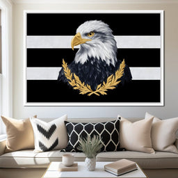 Bold Bald Eagle Stripes Gold Laurel - NicheCanvas