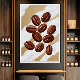Coffee Beans Gilded Background - NicheCanvas