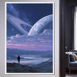 Stargazer Under Ringed World - NicheCanvas