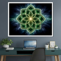 Celestial Green Knot Mandala - NicheCanvas