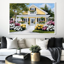 Sunlit Yellow Cottage Garden - NicheCanvas