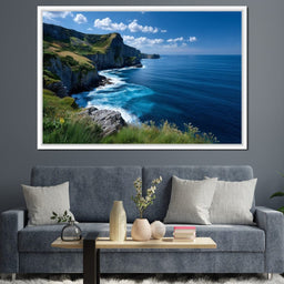 Wild Cliffs Over Blue Sea - NicheCanvas