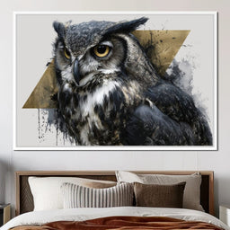 Golden Eyed Owl Portrait - NicheCanvas