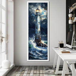 Lighthouse of Stormy Shores - NicheCanvas