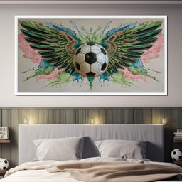 Winged Soccer Ball Watercolor - NicheCanvas