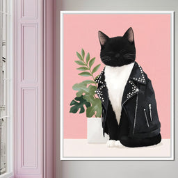 Rebel Feline Fashion Portrait - NicheCanvas