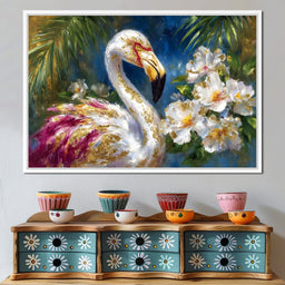 Gilded Flamingo Garden Glow - Neal Hackett - NicheCanvas