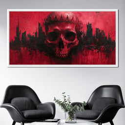 Crowned Skull Over Urban Ruins - NicheCanvas