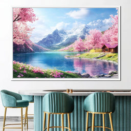 Cherry Blossom Alpine Retreat - NicheCanvas