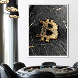 Golden Bitcoin Luxe Marble Icon - NicheCanvas