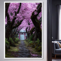 Sakura Gate Pathway Stillness - NicheCanvas