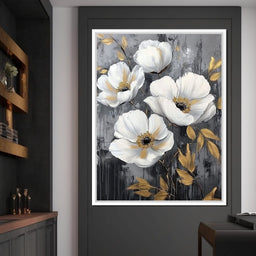 Golden Petal Harmony Blooms - Wildrose Creations - NicheCanvas