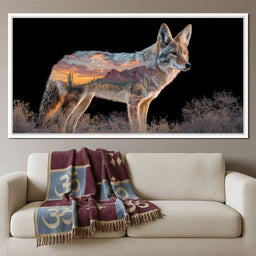 Desert Coyote Sunset Vista - NicheCanvas