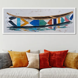 Colorful Driftwood Canoe Reflection - NicheCanvas