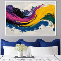 Electric Color Wave Abstract - NicheCanvas
