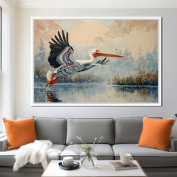 Ethereal Pelican's Graceful Glide - NicheCanvas