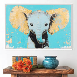 Elephant on Aqua Canvas - NicheCanvas