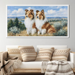 Pastoral Collie Duo Countryside - NicheCanvas