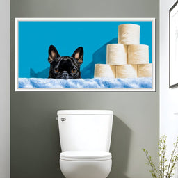 French Bulldog Bathroom Peek - NicheCanvas