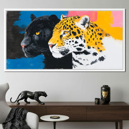 Dual Leopard Heads Pop Painting - NicheCanvas