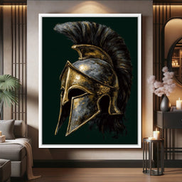 Gold Spartan Helm Battle Relic - NicheCanvas