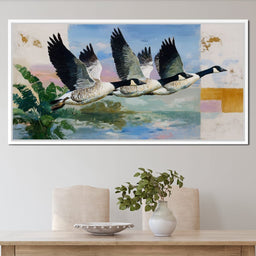 Wild Geese Over Quiet Marsh - NicheCanvas