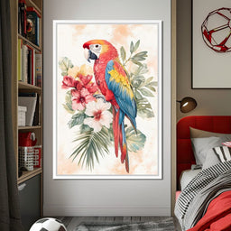Tropical Parrot Floral Burst - NicheCanvas