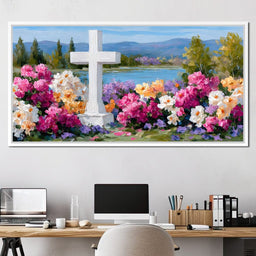 Garden Reverie by the Lake - NicheCanvas