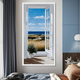 Open Window Ocean Breeze View - NicheCanvas