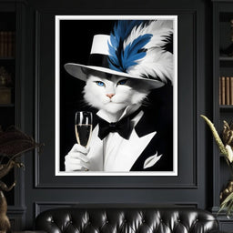 Feline Elegance in Feathers - NicheCanvas