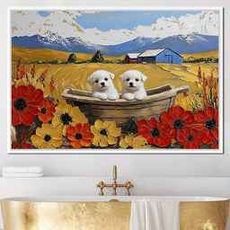 Puppy Journey Through Fields - NicheCanvas